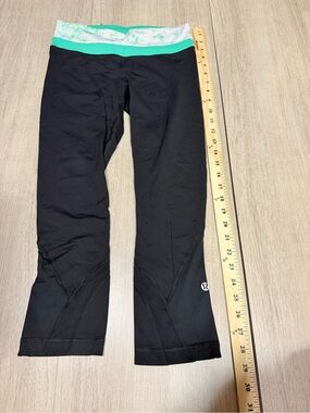 lululemon athletica Black Leggings with Mint/White Waistband